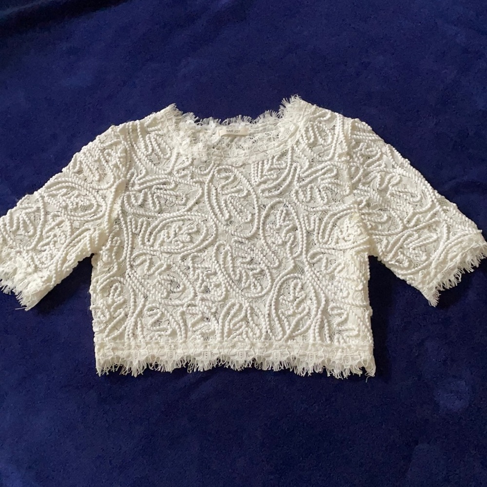 White Lace Crop Top from San Joy